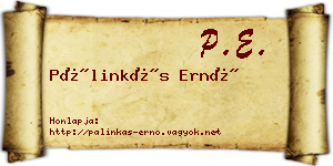 Pálinkás Ernő névjegykártya